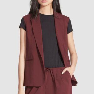 Theory Suit Vest Womens Size 6 Adar Virgin Wool Sleeveless Open Front Red Blazer